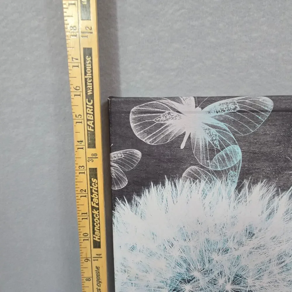 Just Breathe Dandelion and Butterfly Vinyl Canvas Wall Art Decor 16x23x1 - NEW
